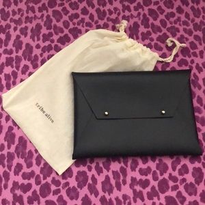 Tribe Alive Leather Foldover Black Clutch